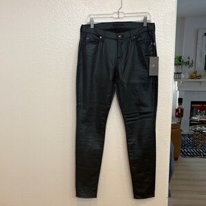 7 For All Mankind metallic emerald black Women's Skinny Jeans